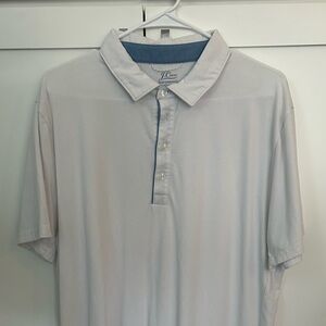 J. Crew Men's White and Blue Polo Shirt